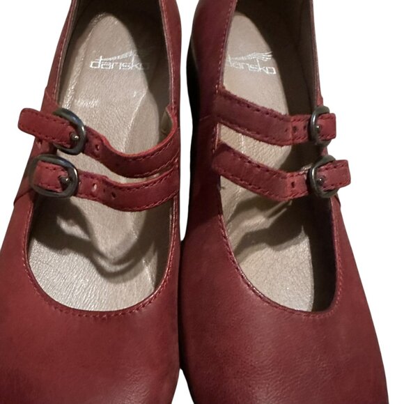 Dansko Flynn Red Mary Jane Shoes Round Toe Double Buckle Size 37 6.5 Women's - Picture 6 of 12